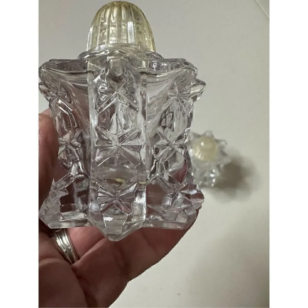 Vintage Crystal Glass Style Salt & Pepper Shakers Set